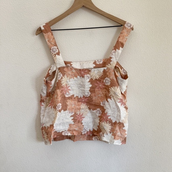 Faherty Summer Sands Linen Tank In Warm Jicaro Island Large - Picture 6 of 6
